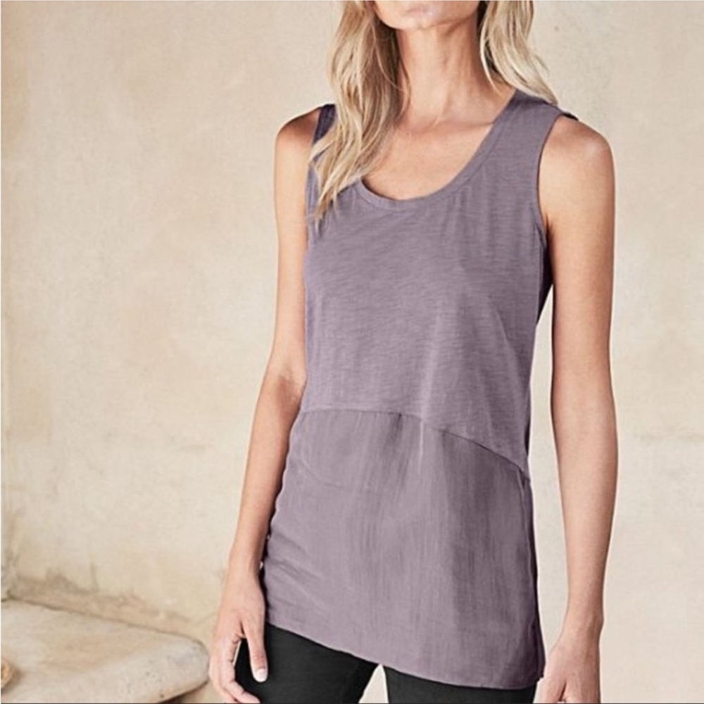 Garnet Hill Silk Bottom Purple Sleeveless Blouse